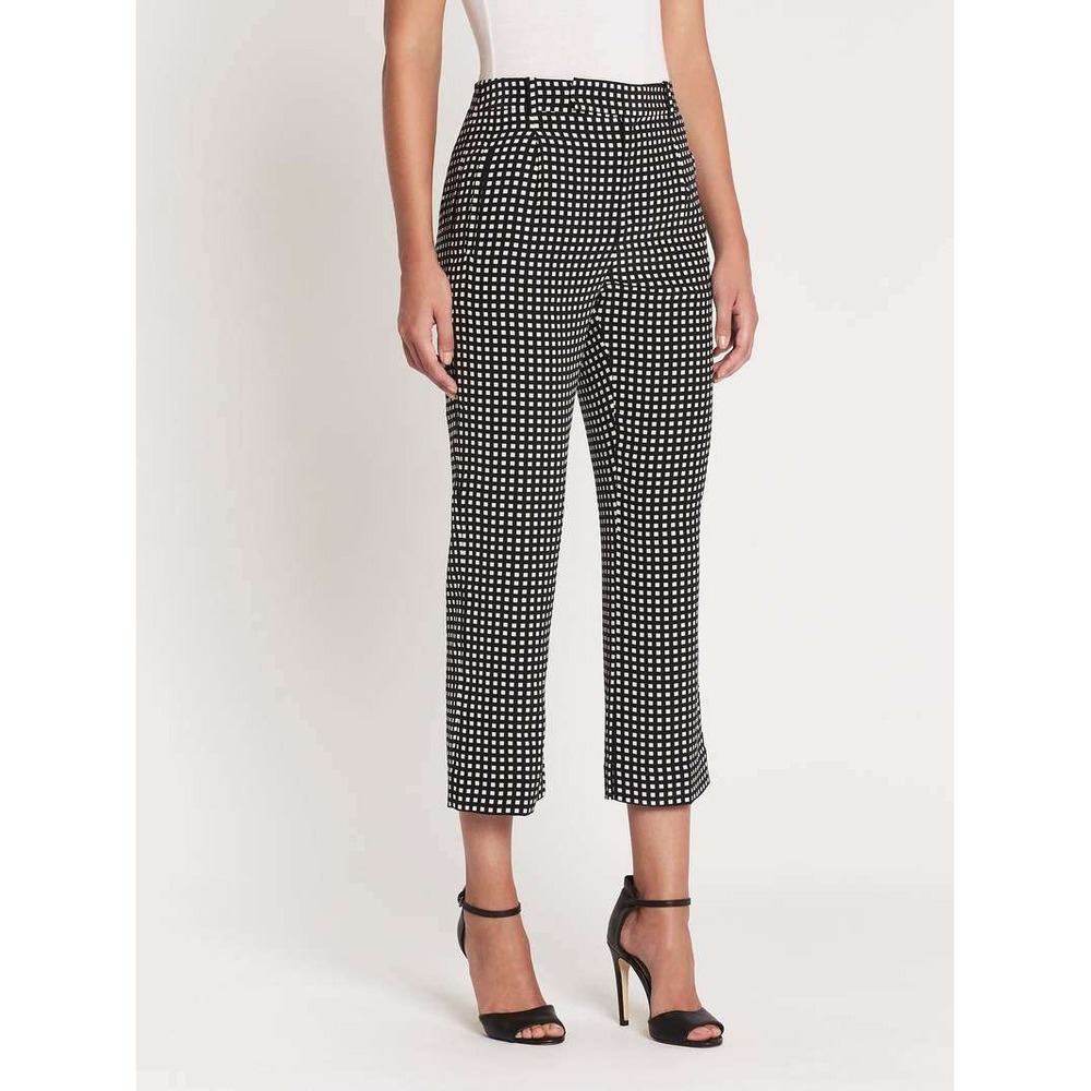 Equipment Femme Silk Trousers Women‎ 6 Black White Grid Checkered Wide Leg Pants